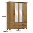 Ver imagem 2 de Guarda Roupa Bipartido 4 Portas e 4 Gavetas Linha Ouro Madeira Maciça 2252fn Freijó Finestra
