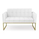 Ver imagem 3 de Sofá Namoradeira Elisa Corino Base Metálica Industrial Dourado - D'Rossi Branco