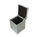 Ver imagem 2 de Puff Baú Estofado em Suede Amassado 1 Lugar Quadrado - Cinza Claro