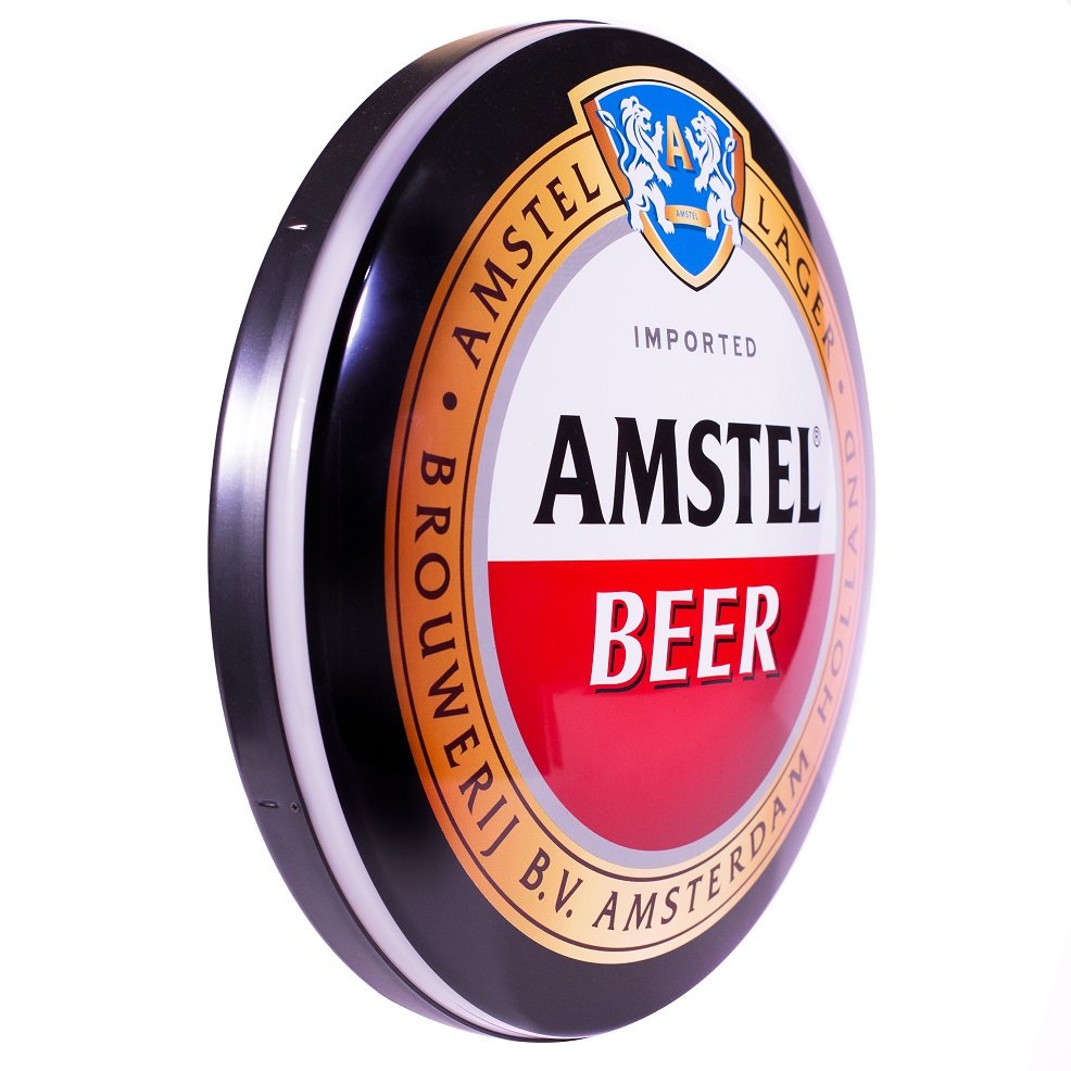 Luminoso de Parede Cerveja Amstel Retrô Vintage para Bar, Garagem, Churrasqueira, Espaço Gourmet