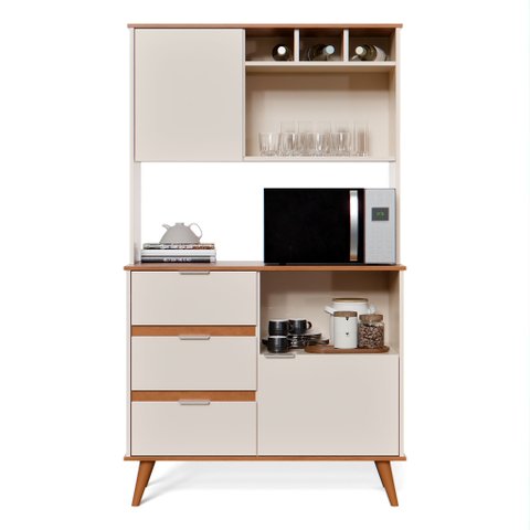 Armário para Cozinha Arizona com Adega:offwhite/freijó