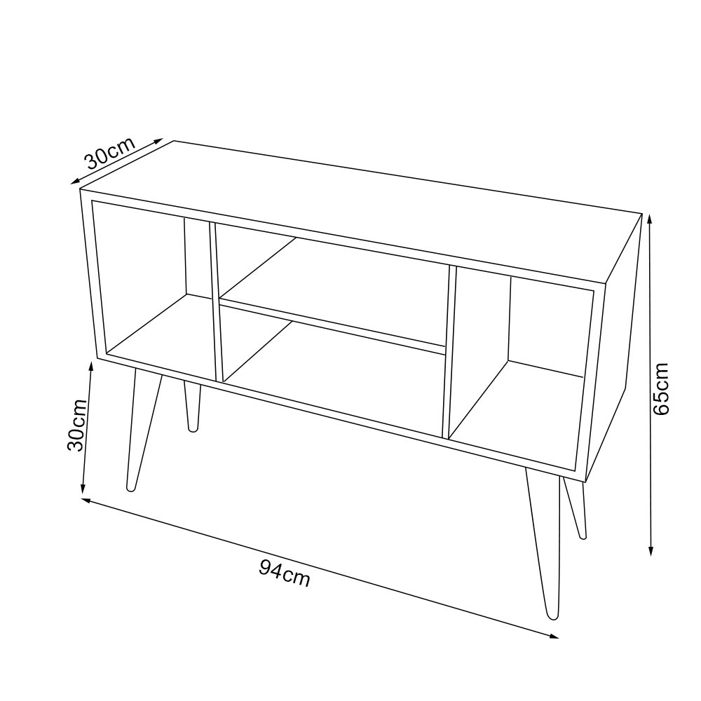 Rack Retro Pés Palito para Tv Paris com 4 Nichos - Off White - 4