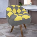 Ver imagem 1 de Poltrona Paloma Escritório Sala Giratória Madeira Suede Cinza e Suede Amarelo - Dominic Decor
