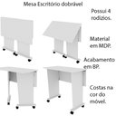Ver imagem 3 de Mesa com rodizio para Escritório Home Office ME4117 MDP Branco - Gran Belo