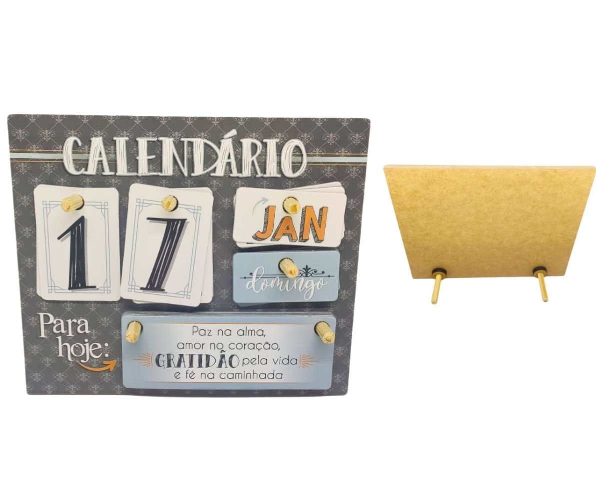 Calendário de Mesa Mdf com Plaquinhas Minimalista Discreto Zenir&dizar Calendario Decorativo, Calend