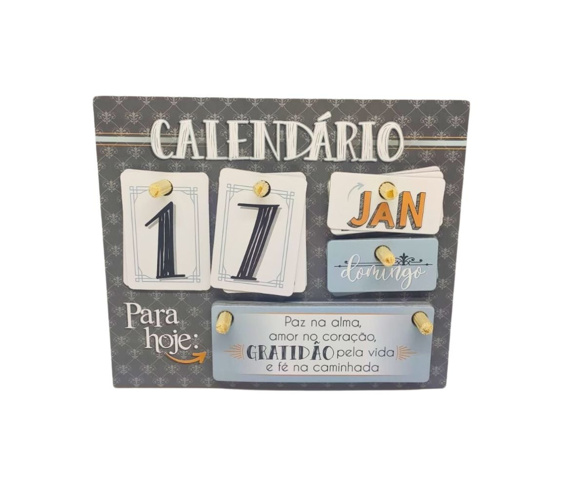 Calendário de Mesa Mdf com Plaquinhas Minimalista Discreto Zenir&dizar Calendario Decorativo, Calend - 2