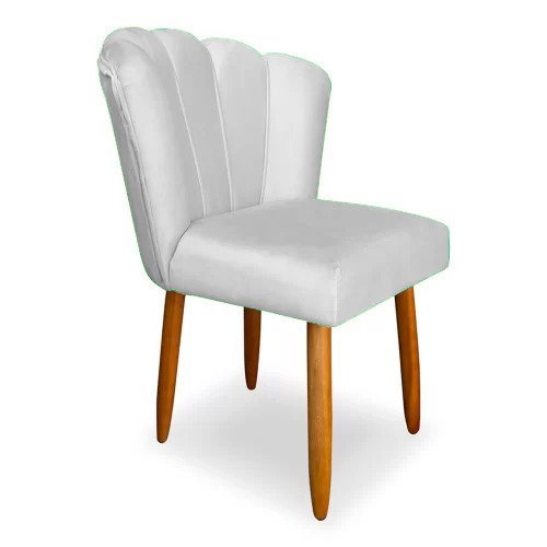 Cadeira De Jantar Pétala Pés Palito Veludo Cinza Claro - Kimi Design - 2