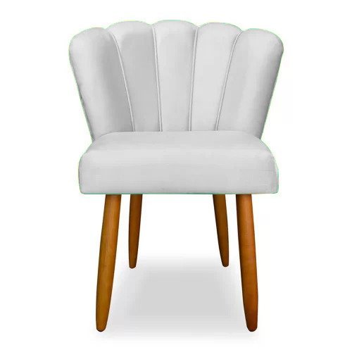 Cadeira De Jantar Pétala Pés Palito Veludo Cinza Claro - Kimi Design