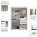Ver imagem 5 de Guarda-Roupa Solteiro Majestique 2 Portas 3 Gavetas 100% MDF com Espelho Branco - Pnr Móveis