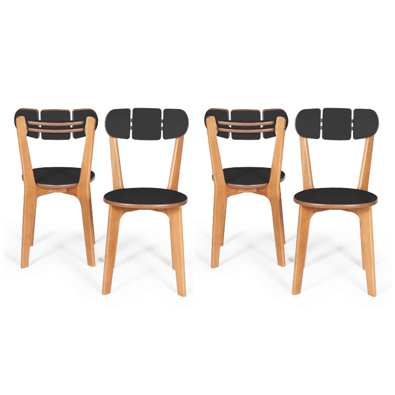 Conjunto de Jantar Mesa Itália 100 Cm com 4 Cadeiras em Madeira Divino Preto - 8