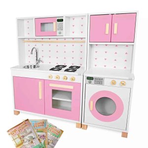 Kit Cozinha Infantil e Máquina de Lavar Infantil - Rosa