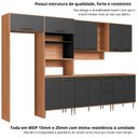 Ver mais imagens de Cozinha Modulada Completa 9 Peças com Torre Quente 13 Portas 2 Gavetas Isabelle Cinza/Freijó/Grafite