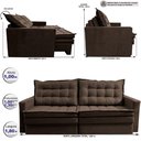 Ver imagem 3 de Sofá sem Caixa Retrátil Baú 1,80m Cama Inbox Secret Suede Velusoft Café