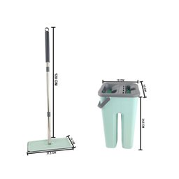 Kit Mop Flat Cabo Inox com Balde Lava e Saca Esfregão Multiuso Limpa Esterilizar Brilho + 4 Refil - 2