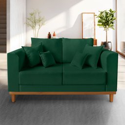 Sofá Namoradeira Viena 02 Lugares Com Almofadas Decorativa Suede Verde - Madeira Prima Deccor - 2
