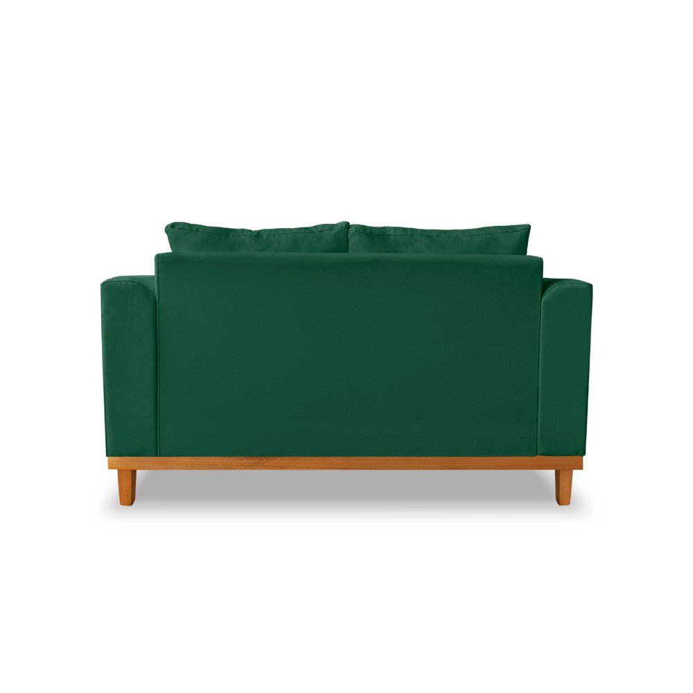 Sofá Namoradeira Viena 02 Lugares Com Almofadas Decorativa Suede Verde - Madeira Prima Deccor - 5