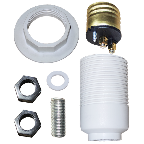 Kit 5 Reparos para Lustre Antigo Soquete Padrão E-27 Branco