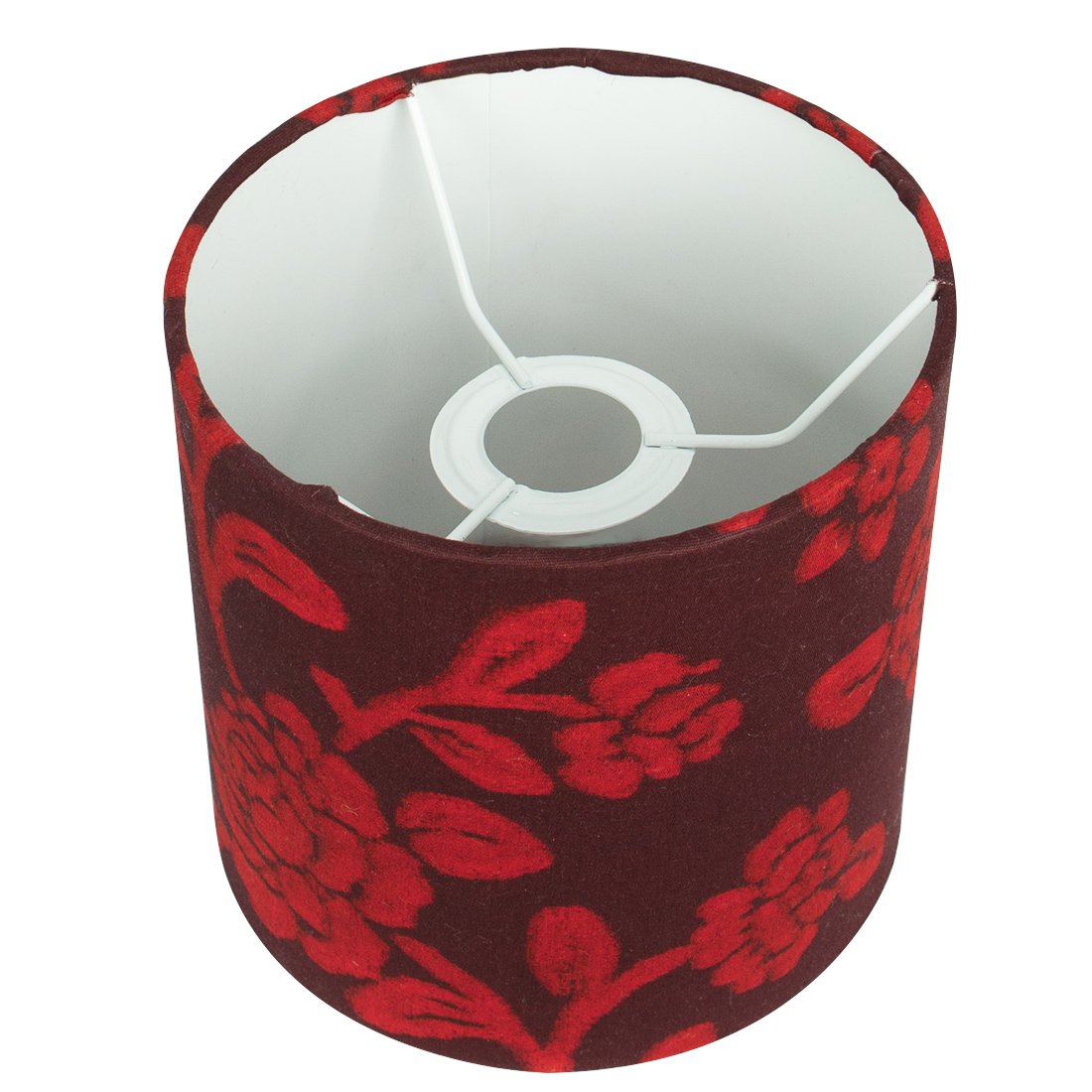 Cúpula Cilindrica de Abajur Tecido Floral Vermelho 15x16cm - 2