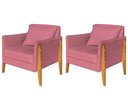 Ver imagem 1 de Kit 2 Poltronas Decorativa Sophia Suede Rosa Pés Madeira Ms Decor