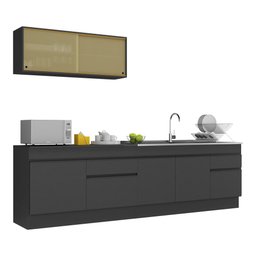 Armário de Cozinha Compacta com Rodapé Veneza Multimóveis MP2112.895 Preto - 3 Armário de Cozinha Compacta com Rodapé Veneza Multimóveis MP2112.895 Preto - 3