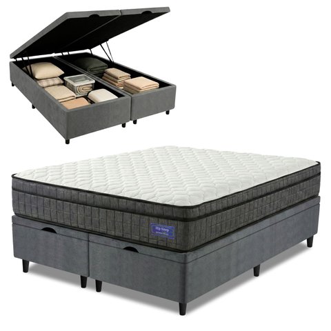 Cama Box Baú Colchão Queen Ortopédico D33 Euro Pillow Ultra 158x198x66cm