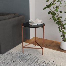 Mesa Lateral Industrial Marbella Cobre Com Preto - 1 Mesa Lateral Industrial Marbella Cobre Com Preto - 1