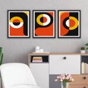 Ver imagem 2 de Kit 3 Quadros Abstratos 60 Years 24x18cm - com vidro:Madeira preta