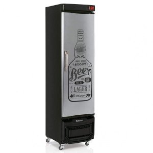 Cervejeira 228 Litros Frost Free Porta Cega Aço Tipo Inox GRB-23 E GW Gelopar Laterais Pretas 220v