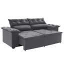 Ver imagem 1 de Sofá Compact 180cm Retrátil, Reclinável Cinza com Molas Espirais 5 Posições Ws