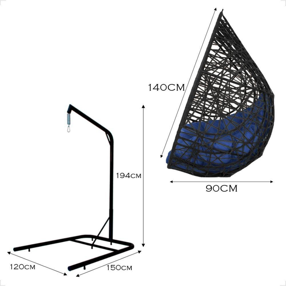 Balanço Suspenso Ninho Gota com Mola, Suporte e Mosquetão para Área Gourmet - Preto A2 - 8