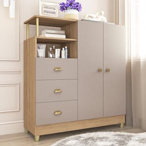 Comoda 110cm 2 Portas 3 Gavetas - Mel/fendi Fellicci Móveis