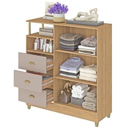 Comoda 110cm 2 Portas 3 Gavetas - Mel/fendi Fellicci Móveis - 2