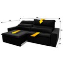 Ver imagem 3 de Sofá Retrátil/Reclinável Amsterdam 2,10m Suede Velut com Molas no Assento - King House