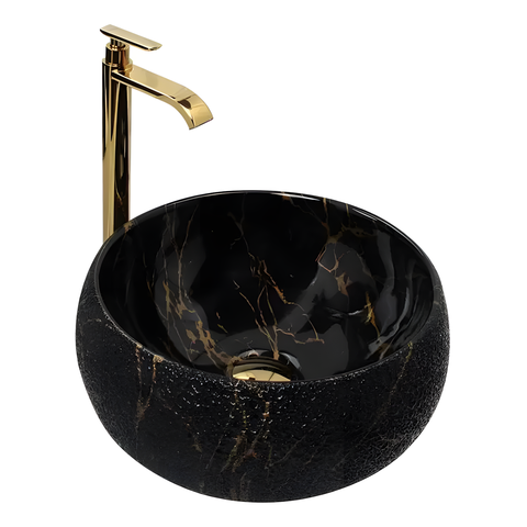 Cuba Pia Louça Cerâmica Apoio Banheiro 39x39cm Black Pearl