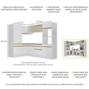 Ver imagem 4 de Armário de Cozinha Completa de Canto com Rodapé Veneza Multimóveis V2084 Branco/Dourado