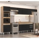 Ver imagem 2 de Armário de Cozinha Modulada 5 Peças CP14 Balcão com Tampo Castanho/Preto - Lumil Lumil Móveis