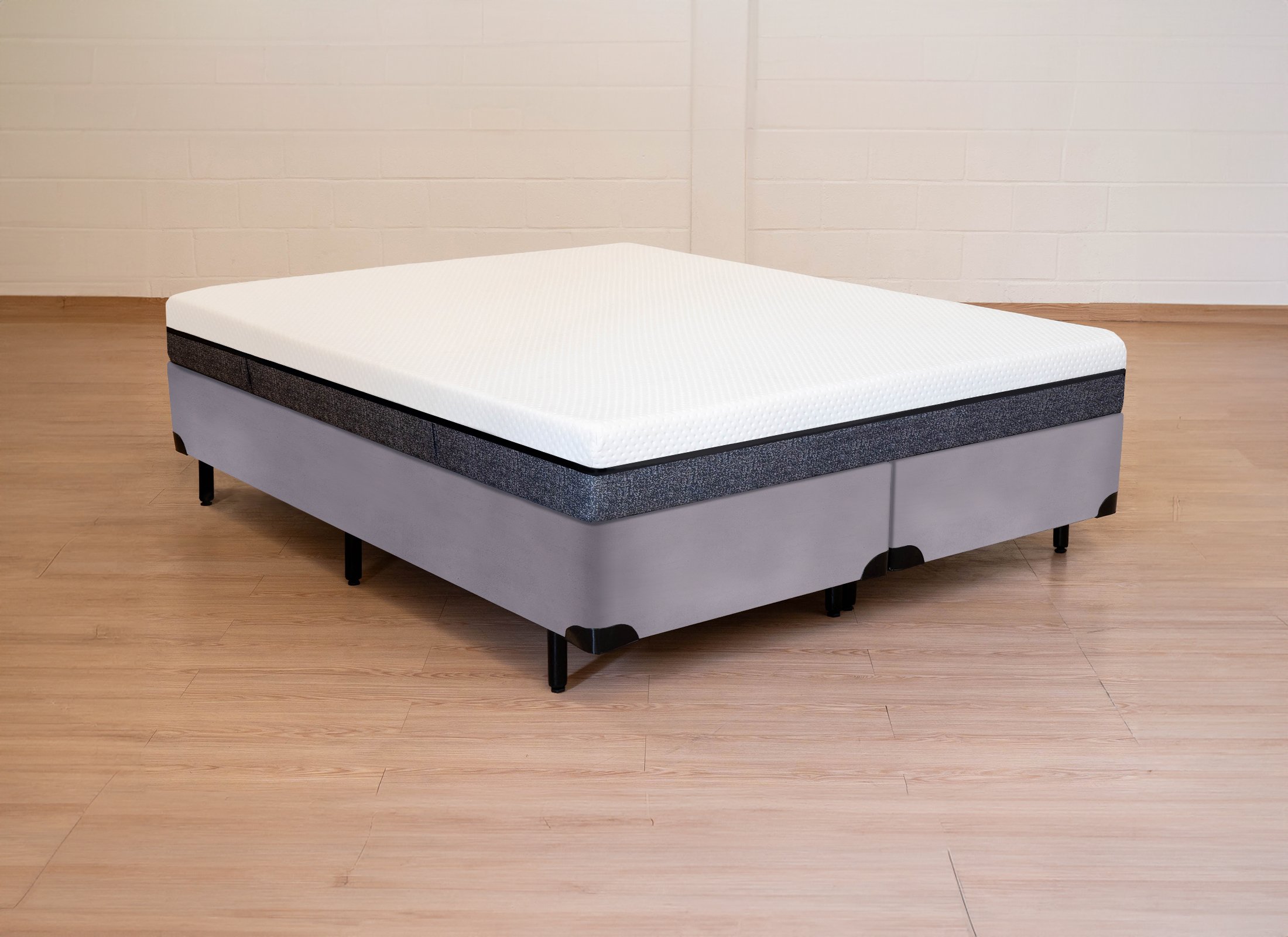 Cama Box King Size Bipartida Serenelife - Suede Cinza Escuro - 2