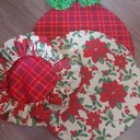 Ver imagem 1 de Kit Capa de Sousplat Natal Floral Xadrez Dupla Face 06 Peças