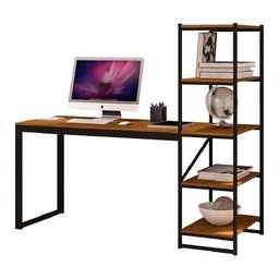 Escrivaninha Art Panta Home Office com Prateleira Mdf de 170cm X 147cm X 60cm Preto/canela - 2