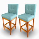 Ver imagem 1 de Kit 02 Banquetas Alta com Encosto Anatomico Tokio Linho Azul Turquesa - G2home