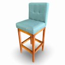 Ver imagem 2 de Kit 02 Banquetas Alta com Encosto Anatomico Tokio Linho Azul Turquesa - G2home