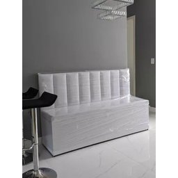 Conjunto Canto Alemão Baú Encosto Ripado Corino 120x45cm Branco - 2