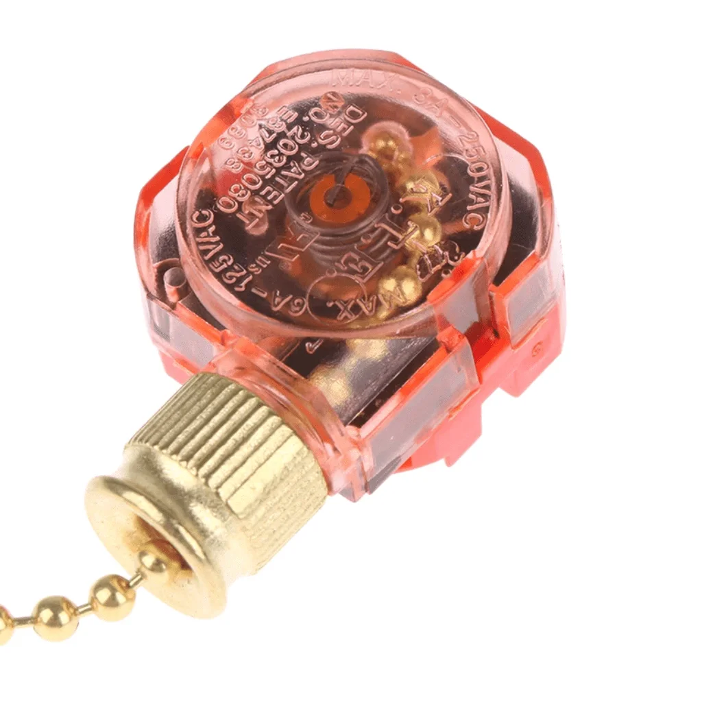 Interruptor de Ventilador de Teto com Corrente 3 Velocidades 4 Fios