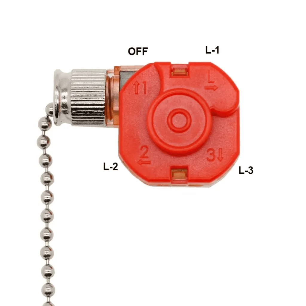 Interruptor de Ventilador de Teto com Corrente 3 Velocidades 4 Fios - 10
