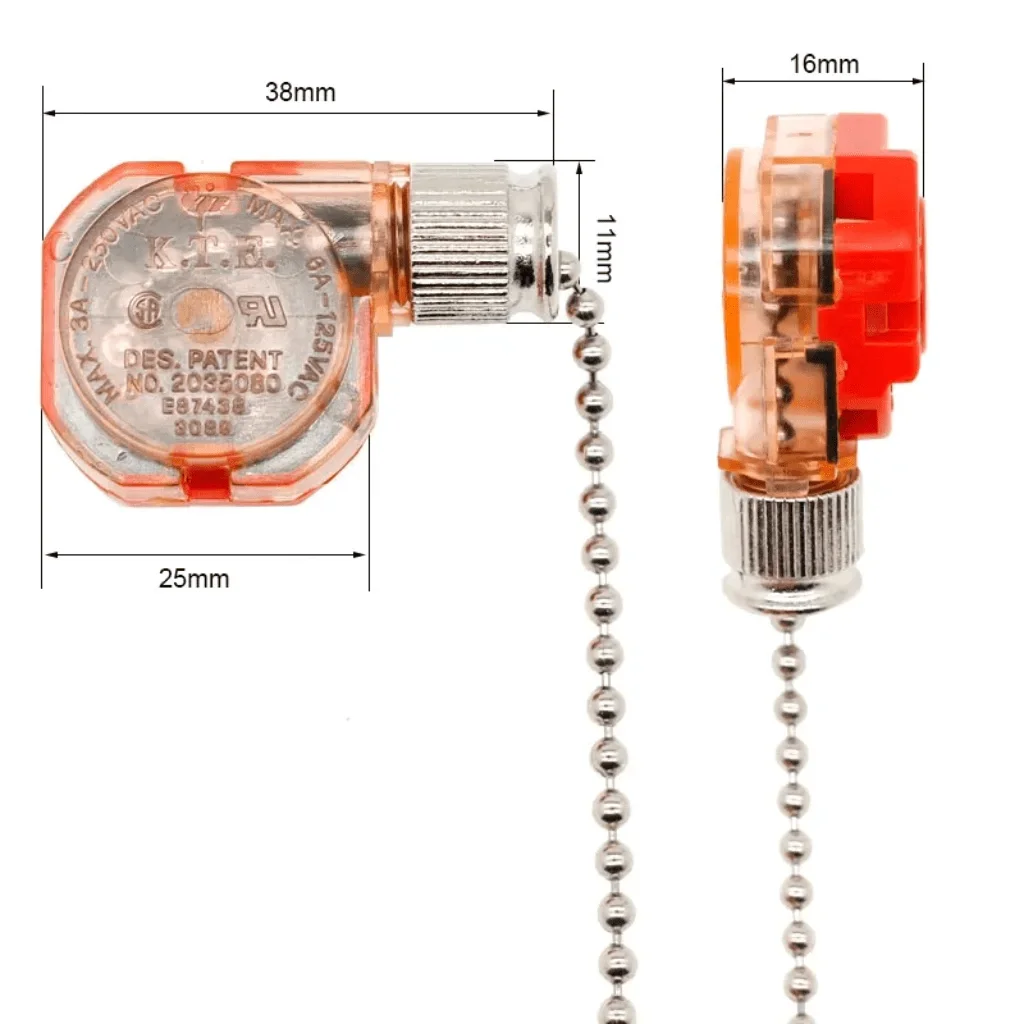 Interruptor de Ventilador de Teto com Corrente 3 Velocidades 4 Fios - 11