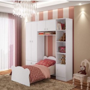 Quarto Infantil com Cama e Guarda Roupa Elysa 