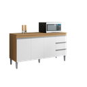 Ver imagem 2 de Balcão Gabinete para Pia 160cm 3 Portas Andréia Amendoa Branco - Ajl