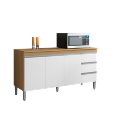 Balcão Gabinete para Pia 160cm 3 Portas Andréia Amendoa Branco - Ajl - 2