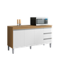Balcão Gabinete para Pia 160cm 3 Portas Andréia Amendoa Branco - Ajl - 2