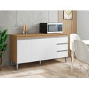 Ver imagem 1 de Balcão Gabinete para Pia 160cm 3 Portas Andréia Amendoa Branco - Ajl